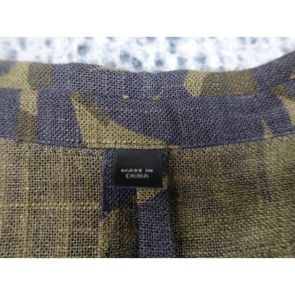 J.Crew Ludlow Linen Mens Large Olive Green Charcoal Tropical Leaf Print Blazer - Picture 6 of 15